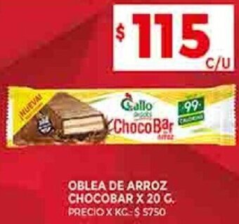 Supermercados DIA OBLEA DE ARROZ CHOCOBAR X 20 G. oferta