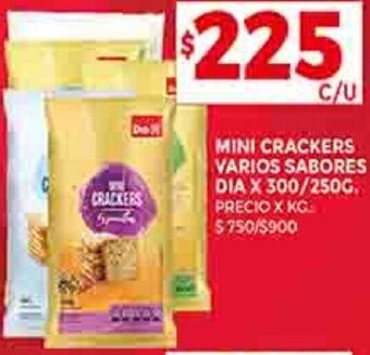 Supermercados DIA MINI CRACKERS VARIOS SABORES DIA X 300/250G oferta