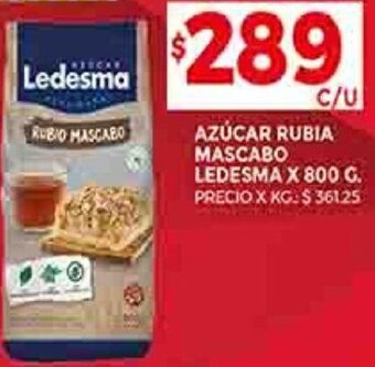 Supermercados DIA AZÚCAR RUBIA MASCABO LEDESMA X 800 G. oferta