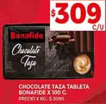 Supermercados DIA CHOCOLATE TAZA TABLETA BONAFIDE X 100 G oferta