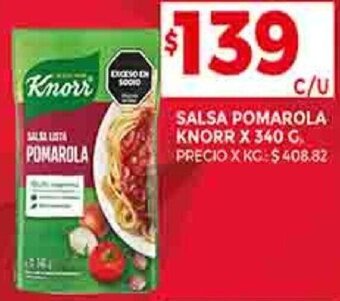 Supermercados DIA SALSA POMAROLA KNORR X 340 G. oferta