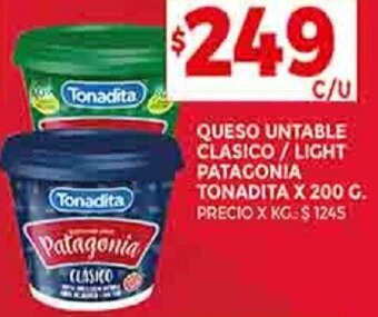 Supermercados DIA QUESO UNTABLE CLASICO / LIGHT PATAGONIA TONADITA X 200 G. oferta