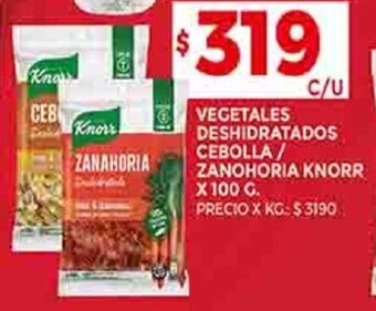 Supermercados DIA VEGETALES DESHIDRATADOS CEBOLLA/ ZANOHORIA KNORR X 100 G. oferta