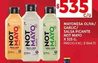 Supermercados DIA MAYONESA OLIVA/ GARLIC/ SALSA PICANTE NOT MAYO X 325 G. oferta