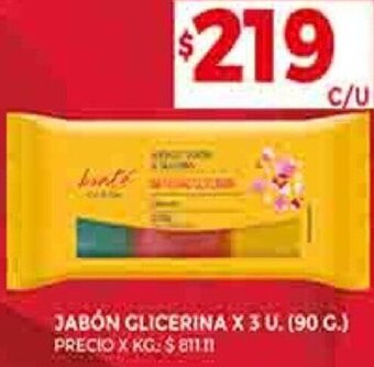 Supermercados DIA JABÓN GLICERINA X 3 U. (90 G.) oferta