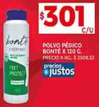 Supermercados DIA POLVO PEDICO BONTÉ X 120 G oferta