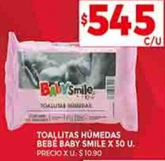 Supermercados DIA TOALLITAS HÚMEDAS BEBE BABY SMILE X 50 U. oferta