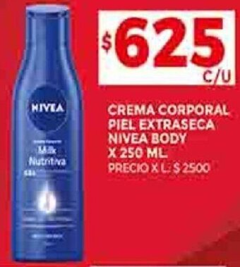 Supermercados DIA CREMA CORPORAL PIEL EXTRASECA NIVEA BODY X 250 ML oferta