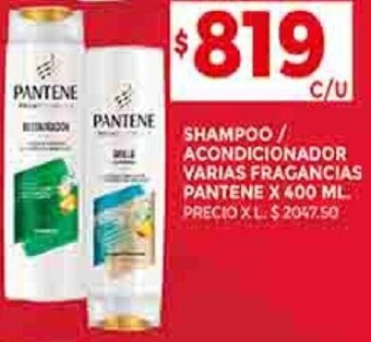 Supermercados DIA SHAMPOO / ACONDICIONADOR VARIAS FRAGANCIAS PANTENE X 400 ML. oferta