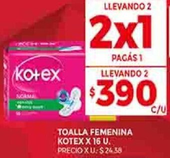 Supermercados DIA TOALLA FEMENINA KOTEX X 16 U. oferta