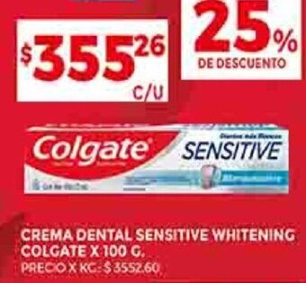 Supermercados DIA CREMA DENTAL SENSITIVE WHITENING COLGATE X 100 G. oferta