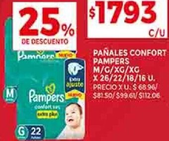 Supermercados DIA PAÑALES CONFORT PAMPERS M/G/XG/XG oferta