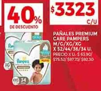 Supermercados DIA PAÑALES PREMIUM CARE PAMPERS M/G/XG/XG oferta