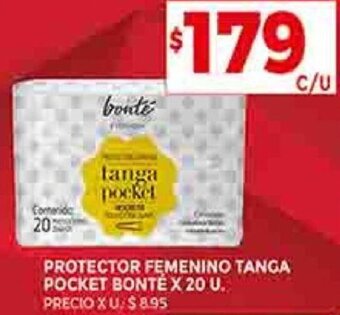 Supermercados DIA PROTECTOR FEMENINO TANGA POCKET BONTÉ X 20 U. oferta