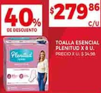 Supermercados DIA TOALLA ESENCIAL PLENITUD X 8 U. oferta