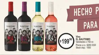 Supermercados Becerra El Bautismo Vino Varietales x 750cc oferta