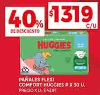 Supermercados DIA PAÑALES FLEXI COMFORT HUGGIES P X 30 U. oferta
