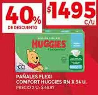 Supermercados DIA PAÑALES FLEXI COMFORT HUGGIES RN X 34 U. oferta