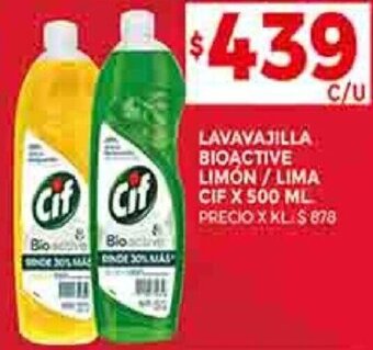 Supermercados DIA LAVAVAJILLA BIOACTIVE LIMON / LIMA CIF X 500 ML oferta