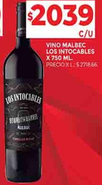 Supermercados DIA VINO MALBEC LOS INTOCABLES X 750 ML. oferta