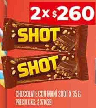 Supermercados DIA CHOCOLATE CON MANI SHOT X 35 G oferta
