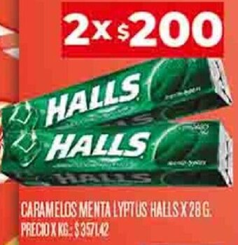 Supermercados DIA CARAMELOS MENTA LYPTUS HALLS X28G. CARAMELOS SABOR NARANJA/FRAMBUESA CLIGHT 2 X 20 G. oferta