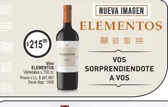 Supermercados Becerra Elementos Vino Varietales x 750cc oferta