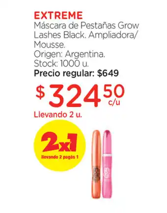 Farmacity Extreme Máscara de Pestañas Grow Lashes Black Ampliadora/ Mousse oferta