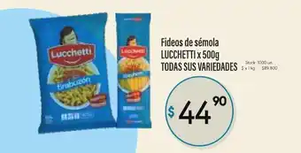 Supermercados Becerra Lucchetti Fideos de sémola x 500g Todas sus variedades oferta