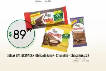 Supermercados Becerra Gallo Snacks Obleas de Arroz - ChocoBar - ChocoNuss x 3 oferta