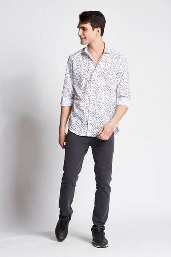 Macowens Camisa estampada blanca oferta