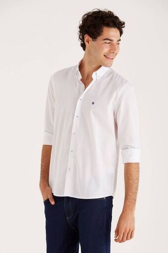 Macowens Camisa sport lisa blanca oferta