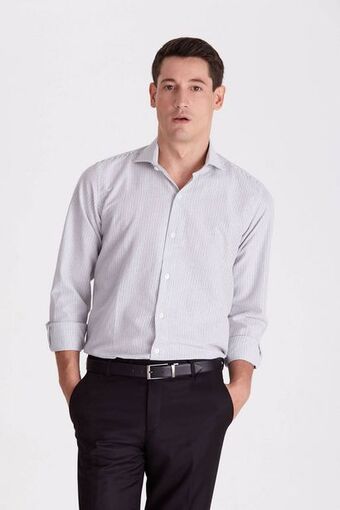Macowens Camisa de vestir rayada negra oferta