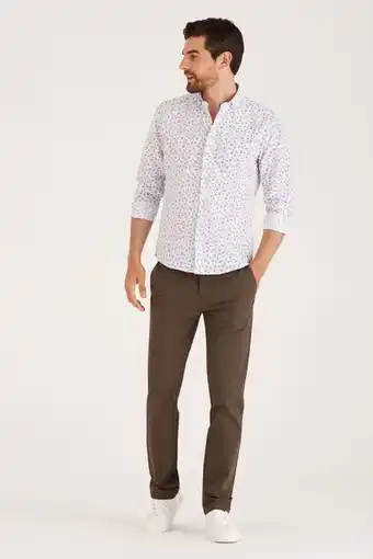 Macowens Pantalón de gabardina sport liso verde oferta