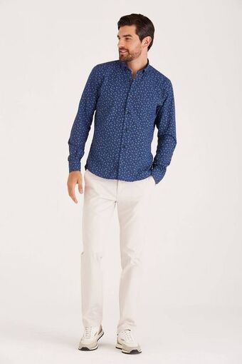 Macowens Pantalón de gabardina slim fit tiza oferta