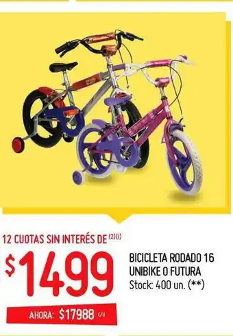 Walmart Bicicleta Rodado 16 Unibike O Futura oferta