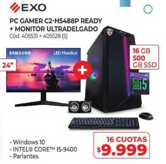 Naldo Lombardi Exo Pc Gamer C2-h5488p Ready + Monitor Ultradelgado oferta
