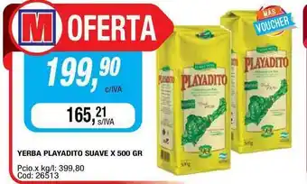 Maxiconsumo Yerba Playadito Suave x500 gr oferta