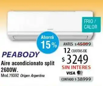 Authogar Peabody Aire Acondicionato Split 2600w oferta