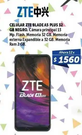 Zte Celular Blade A5 Plus 32 Gb Negro