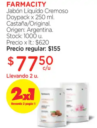 Farmacity Farmacity Jabón Líquido Cremoso Doypack Castaña/Original x250ml oferta