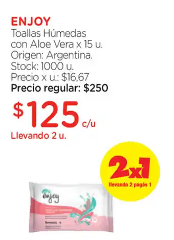 Enjoy Toallas Húmedas con Aloe Vera x15u