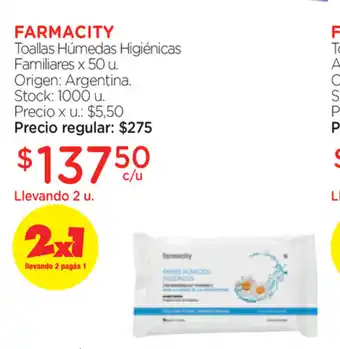 Farmacity Farmacity Toallas Húmedas Higiénicas Familiares x50 u oferta
