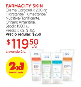 Farmacity Farmacity Skin Crema Corporal Hidratante/Humectante/Nutritiva/Tonificante x200gr oferta