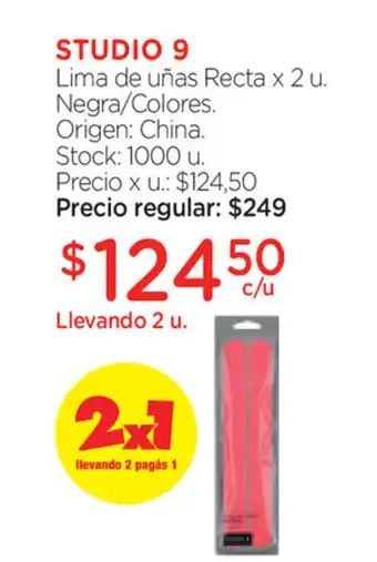 Farmacity Studio 9 Lima de uñas Recta Negra/Colores x2u oferta