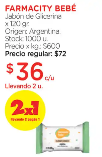 Farmacity Farmacity Bebé Jabón de Glicerina x120gr oferta