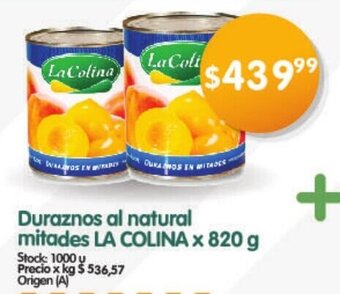 Supermercados Buenos Días Duraznos al natural mitades LA COLINA x 820 g oferta