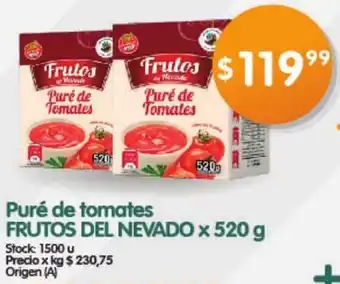 Supermercados Buenos Días Puré de tomates FRUTOS DEL NEVADO x 520 g oferta