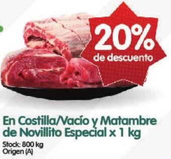 Supermercados Buenos Días En Costilla/Vacío y Matambre de Novillito Especial x 1 kg oferta