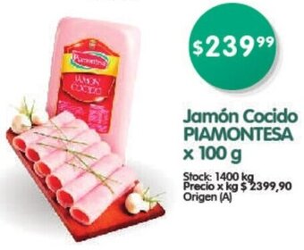 Supermercados Buenos Días Jamón Cocido PIAMONTESA x 100g oferta